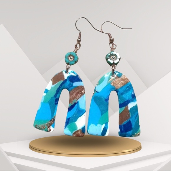 Hand crafted Polymer Clay beach Earrings beaded earrings - Picture 1 of 8
